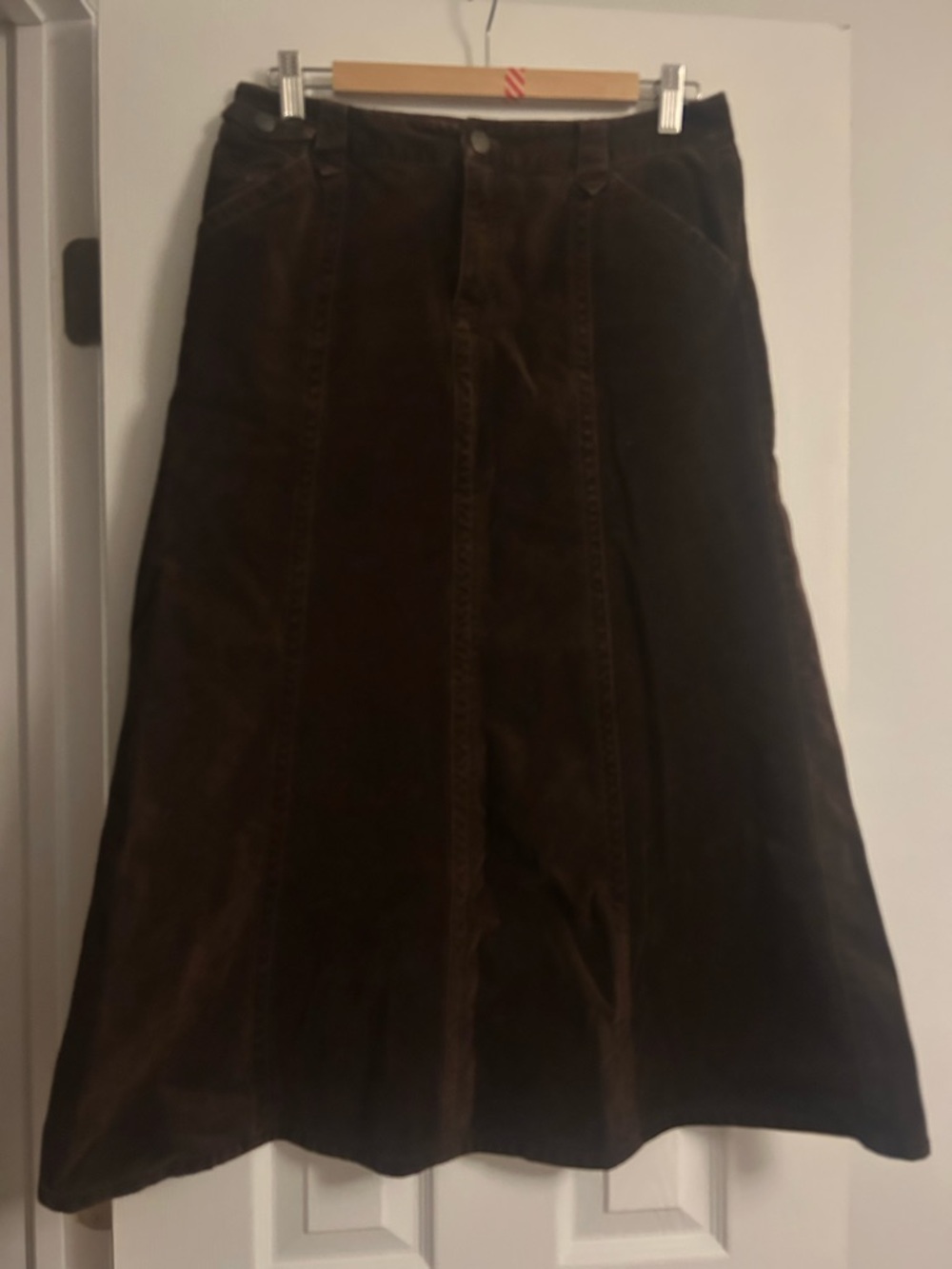 Eddie Bauer Dark Brown A-Line Corduroy Skirt